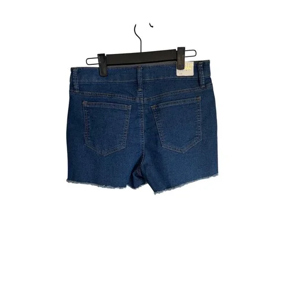 NWT Tinsel Town 9/29 High Rise Denim Shorts Blue Frayed Hem Casual Summer - Picture 3 of 15